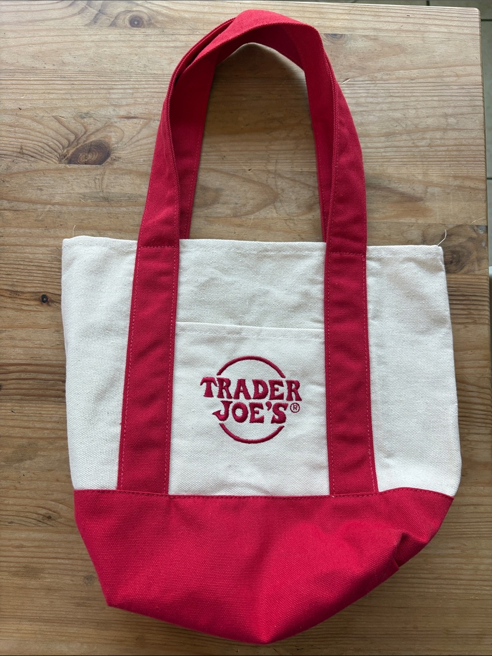 Trader Joe's Canvas Tote - Natural & Red
